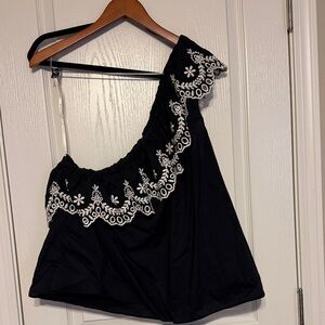 Kate Spade Black and White Embroidered Blouse